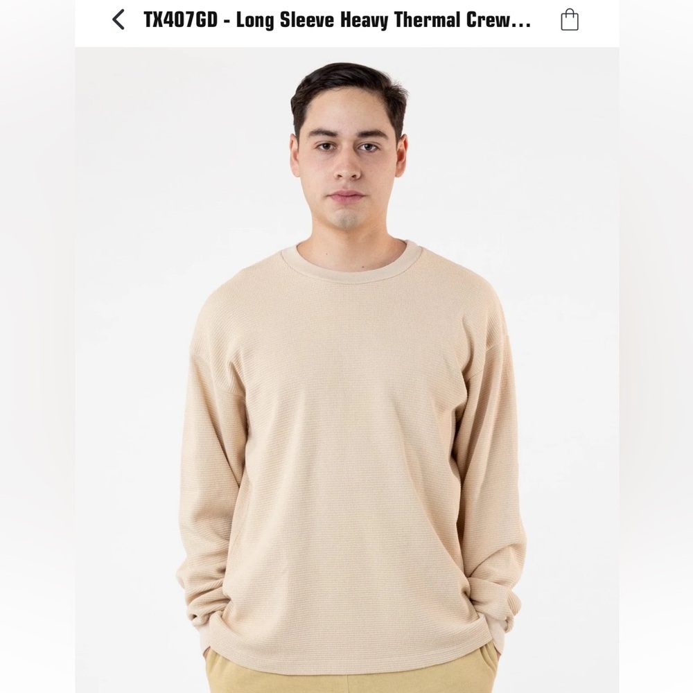 Los Angeles Apparel Long Sleeve Heavy Thermal Crew Neck - Small